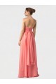 Long Sleeveless Soft Chiffon Watermelon Halter Neck A-Line Bridesmaid Dress Edmonton