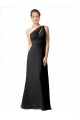 Long Sleeveless Soft Chiffon Black One Shoulder A-Line Bridesmaid Dress Edmonton