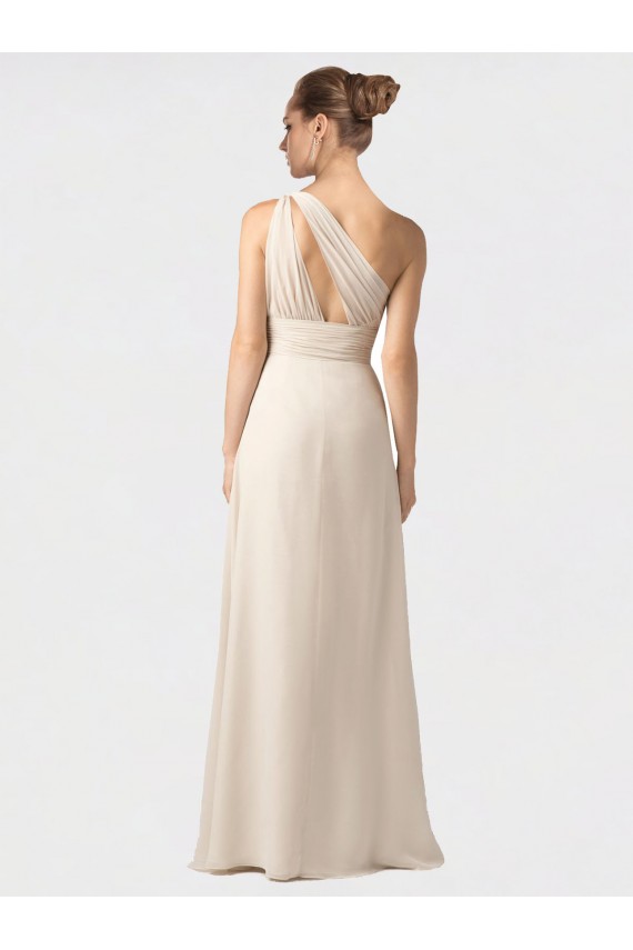 Long Sleeveless Soft Chiffon Black One Shoulder A-Line Bridesmaid Dress Edmonton