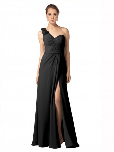 Long Sleeveless Soft Chiffon Black A-Line Bridesmaid Dress / Formal Dress Edmonton