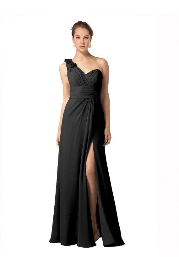 Long Sleeveless Soft Chiffon Black A-Line Bridesmaid Dress / Formal Dress Edmonton