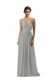 Long Sleeveless Soft Chiffon Silver A-Line Bridesmaid Dress Edmonton