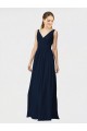 Long Sleeveless Chiffon Dark Navy A-Line Bridesmaid Dresses / Formal Dresses Edmonton