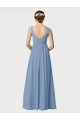 Long Sleeveless Soft Chiffon Dusty Blue A-Line Bridesmaid Gown Edmonton