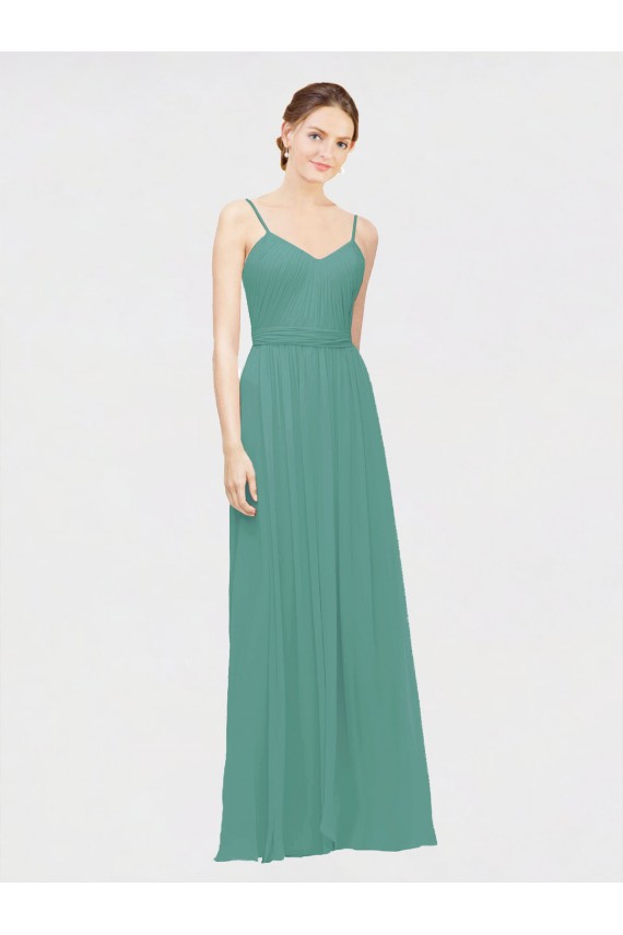 Long Sleeveless Chiffon Icelandic Silver A-Line Bridesmaid Dress / Evening Dress Edmonton