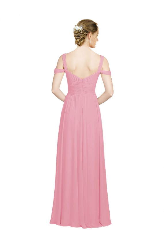 Long Sleeveless Soft Chiffon Skin Pink A-Line Bridesmaid Dress Edmonton