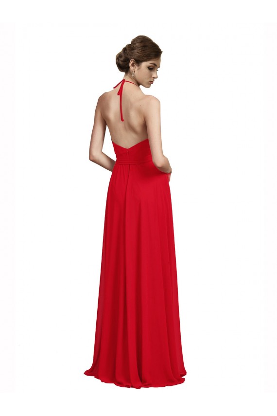 Long Sleeveless Chiffon Red A-Line Bridesmaid Dress Edmonton