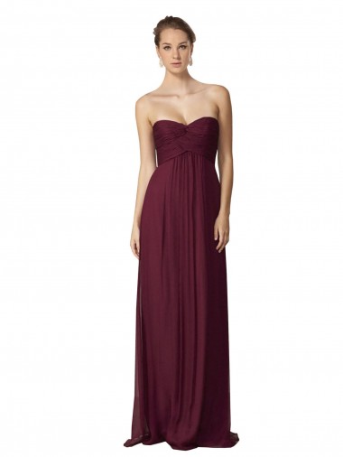 Long Sleeveless Soft Chiffon Grape Sweetheart A-Line Bridesmaid Dress / Formal Dress Edmonton