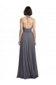 Long Sleeveless Soft Chiffon Slate Grey Spaghetti Straps A-Line Bridesmaid Dress Edmonton