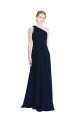 Long Sleeveless Chiffon Dark Navy One Shoulder A-Line Bridesmaid Dress / Evening Dress Edmonton