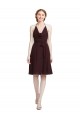 Knee Length Sleeveless Soft Chiffon Burgundy Gold A-Line Bridesmaid Dress Edmonton
