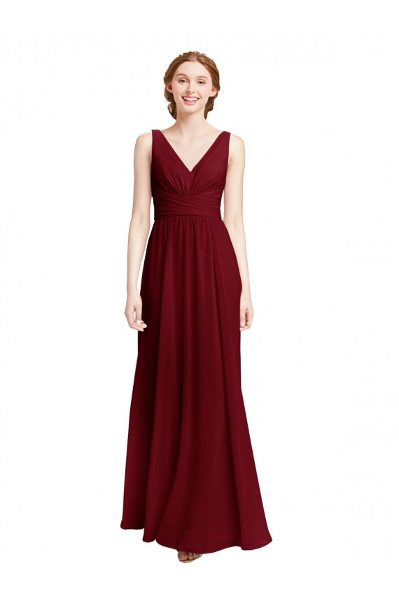 Long Sleeveless Chiffon Burgundy A-Line Bridesmaid Dress / Evening Gowns Edmonton