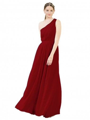 Long Sleeveless Chiffon Burgundy A-Line Bridal Party Dress / Evening Dress Edmonton