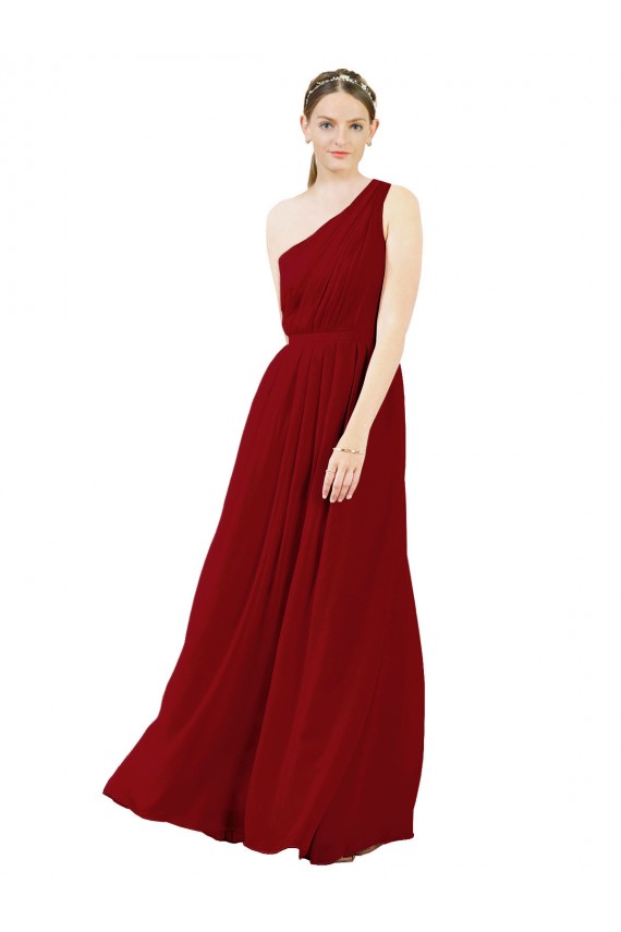 Long Sleeveless Chiffon Burgundy A-Line Bridal Party Dress / Evening Dress Edmonton