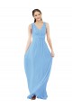 Long Sleeveless Soft Chiffon Periwinkle V-Neck A-Line Bridesmaid Dress Edmonton