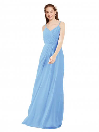 Long Sleeveless Soft Chiffon Periwinkle Sheath Bridesmaid Dress Edmonton