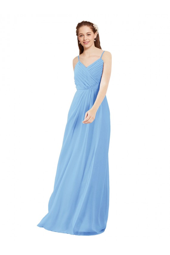 Long Sleeveless Soft Chiffon Periwinkle Sheath Bridesmaid Dress Edmonton