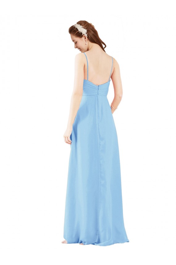 Long Sleeveless Soft Chiffon Periwinkle Sheath Bridesmaid Dress Edmonton