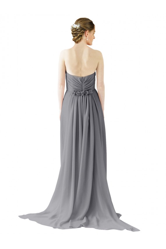 Long Sleeveless Chiffon Slate Grey A-Line Bridesmaid Dress / Evening Dress Edmonton
