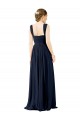 Long Sleeveless Soft Chiffon Dusty Blue Square Neck A-Line Bridesmaid Dress Edmonton