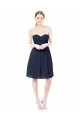 Knee Length Sleeveless Soft Chiffon Dark Navy A-Line Bridesmaid Dress Edmonton