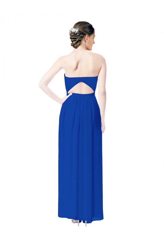 Long Sleeveless Soft Chiffon Royal Blue Sheath Bridesmaid Dress Edmonton