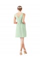 Knee Length Sleeveless Soft Chiffon Sage A-Line Bridesmaid Dress Edmonton