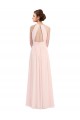 Long Sleeveless Pink Chiffon A-Line Bridesmaid Dress Edmonton