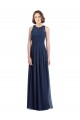 Long Floor Length Sleeveless Chiffon Dark Navy Halter Neck A-Line Bridesmaid Dress Edmonton