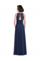 Long Floor Length Sleeveless Chiffon Dark Navy Halter Neck A-Line Bridesmaid Dress Edmonton
