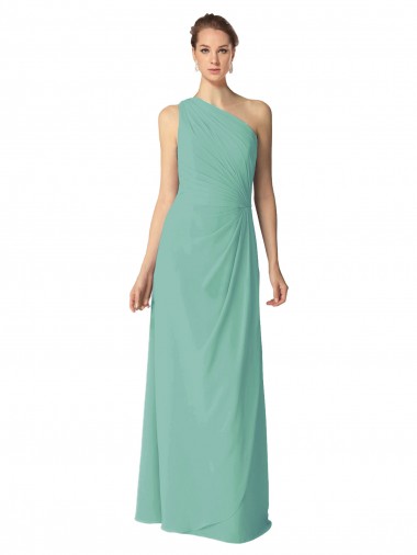 Long Sleeveless Soft Chiffon Jade A-Line Bridesmaid Dress Edmonton