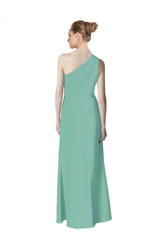 Long Sleeveless Soft Chiffon Jade A-Line Bridesmaid Dress Edmonton