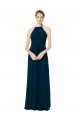 Long Sleeveless Soft Chiffon Midnight Green Spaghetti Straps A-Line Bridesmaid Dress Edmonton