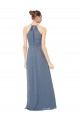 Long Sleeveless Soft Chiffon Midnight Green Spaghetti Straps A-Line Bridesmaid Dress Edmonton