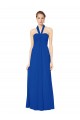 Long Floor Length Sleeveless Chiffon Royal Blue Halter Neck A-Line Bridesmaid Dress Edmonton
