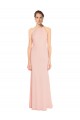 Long Sleeveless Chiffon Pink A-Line Bridesmaid Dress Edmonton