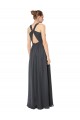 Long Sleeveless Soft Chiffon Stormy Silver A-Line Bridesmaid Dress Edmonton