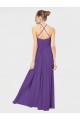 Long Sleeveless Soft Chiffon Plum Purple A-Line Bridesmaid Dress Edmonton
