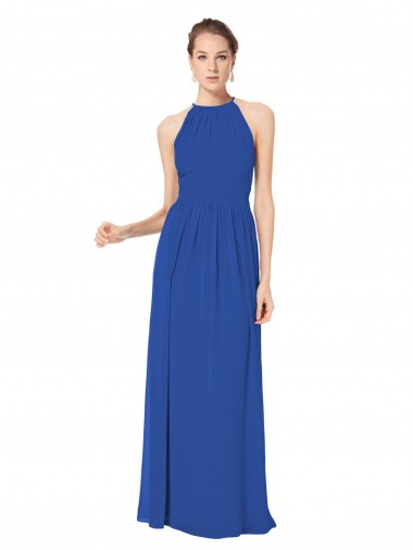Long Sleeveless Chiffon Royal Blue A-Line Bridesmaid Dress / Evening Dress Edmonton