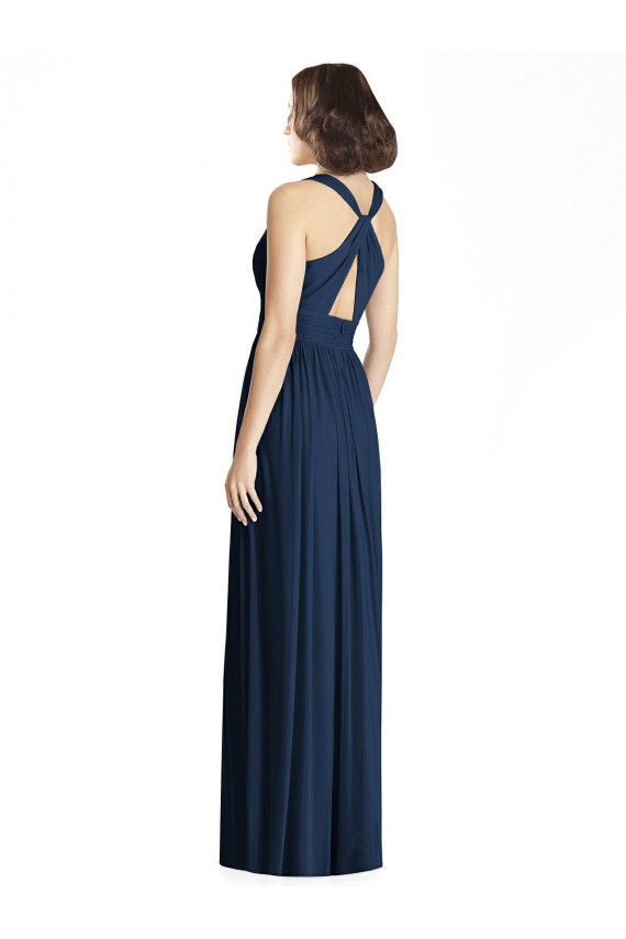 Long Floor Length Sleeveless Chiffon Dark Navy A-Line Bridesmaid Dress Edmonton