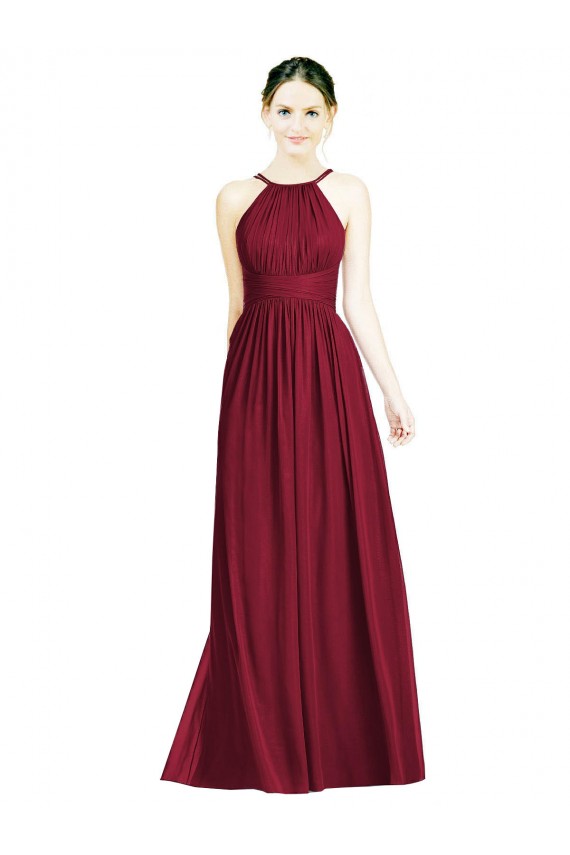 Long Sleeveless Chiffon Burgundy A-Line Formal Dress / Bridesmaid Dress Edmonton