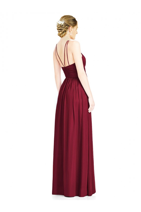 Long Sleeveless Chiffon Burgundy A-Line Formal Dress / Bridesmaid Dress Edmonton