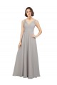 Long Sleeveless Soft Chiffon Oyster Silver A-Line Bridesmaid Dress Edmonton
