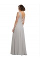 Long Sleeveless Soft Chiffon Oyster Silver A-Line Bridesmaid Dress Edmonton