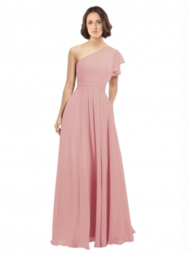 Long Sleeveless Chiffon Bliss Pink A-Line Bridesmaid Dress / Evening Dress Edmonton