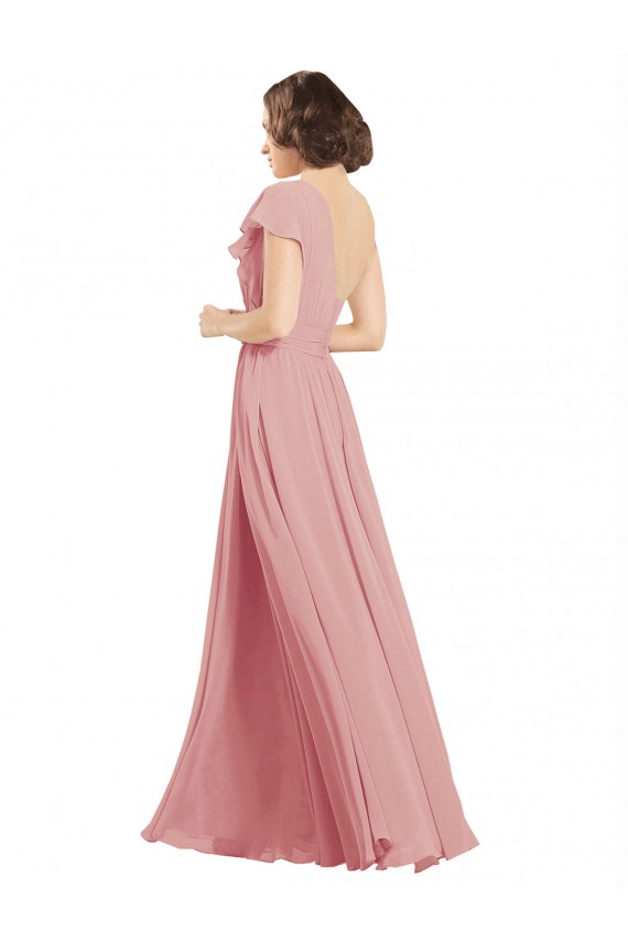 Long Sleeveless Chiffon Bliss Pink A-Line Bridesmaid Dress / Evening Dress Edmonton