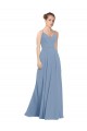 Long Sleeveless Soft Chiffon Dusty Blue A-Line Evening Dress / Bridesmaid Dress Edmonton