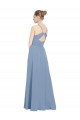 Long Sleeveless Soft Chiffon Dusty Blue A-Line Evening Dress / Bridesmaid Dress Edmonton
