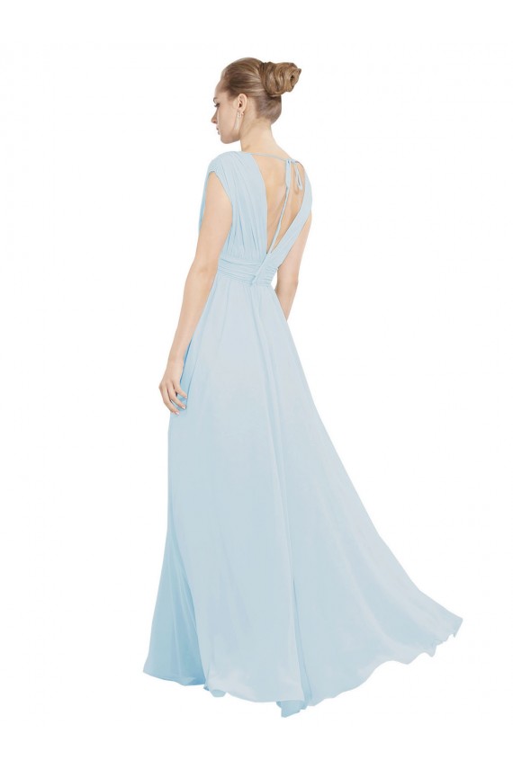 Long Sleeveless Soft Chiffon Sea Glass A-Line Bridesmaid Dress Edmonton