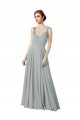 Long Sleeveless Chiffon Silver V-Neck A-Line Bridesmaid Dress / Evening Dress Edmonton
